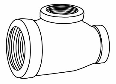 1 1/2 X 3/4 X 1 1/4 BLACK TEE