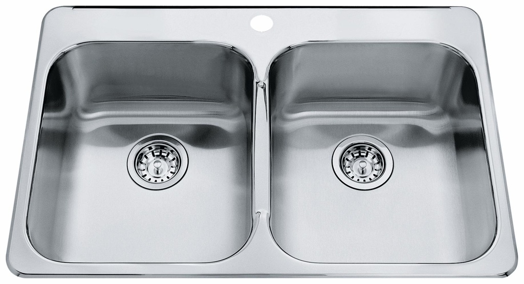 Steel Queen 31-1/4" 1-Hole 2 Bowl Drop-In Kitchen Sink