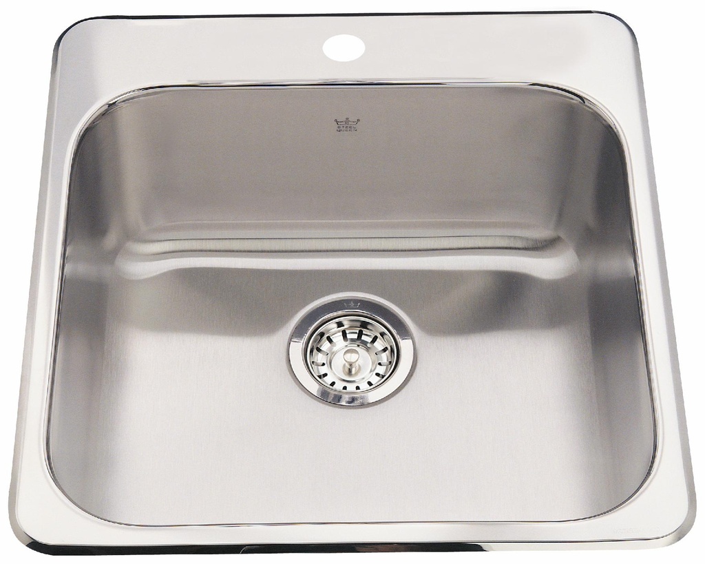 Steel Queen 20" 1-Hole 1 Bowl Drop-In Kitchen Sink