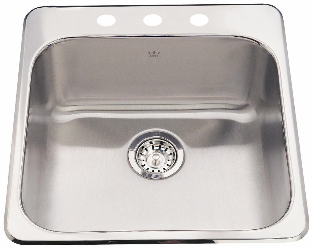 Steel Queen 20" 3-Hole 1 Bowl Drop-In Kitchen Sink