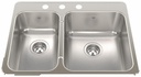 Steel Queen 27-1/4" 3-Hole 1.5 Bowl Drop-In Kitchen Sink
