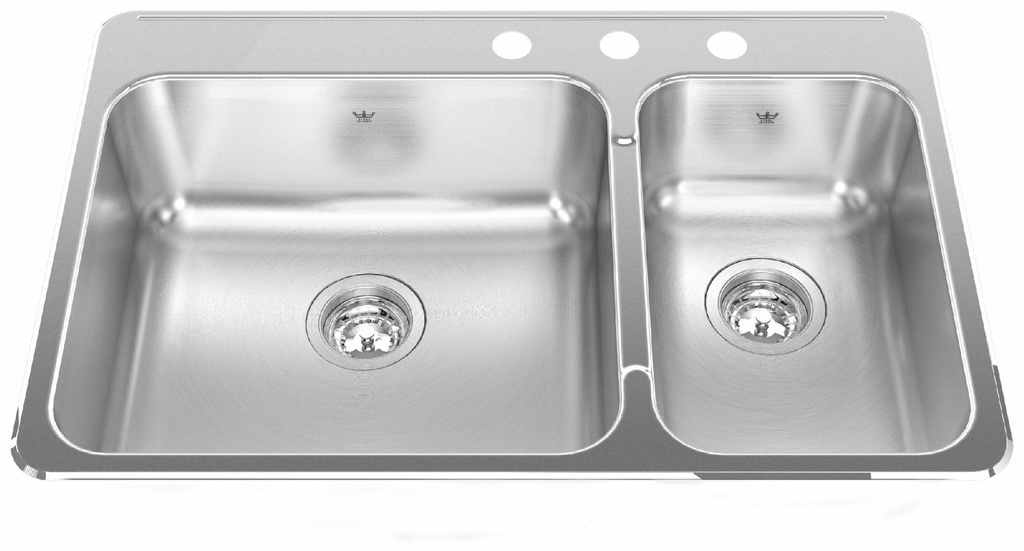Steel Queen 31-1/4" 3-Hole 1.5 Bowl Drop-In Kitchen Sink