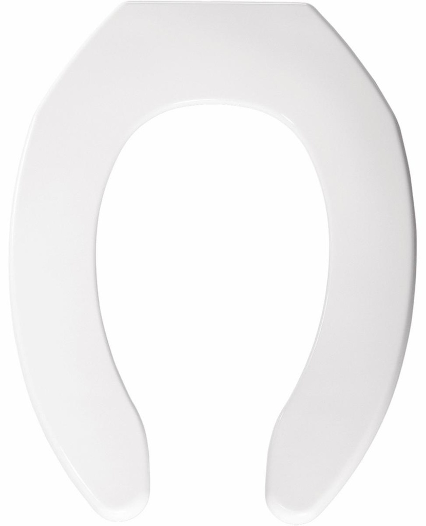 Elongated Plastic Open Front Toilet Seat with Self-Sustaining Check Hinge Less Cover