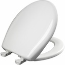 Round Easy-Clean Plastic Toilet Seat with Cover and STA-TITE Hinges