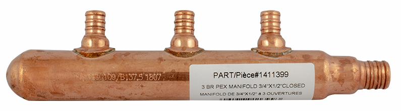 12 BR MANIFOLD 3/4"PEX " X 1/2"PEX CLOSED "