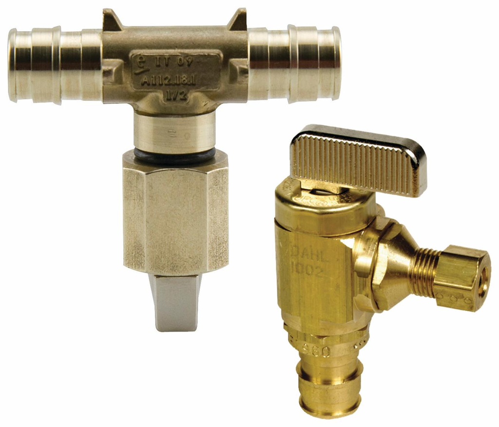 ProPEX LF Brass Ice Maker Valve, 1/2" PEX x 1/4" O.D. (straight)