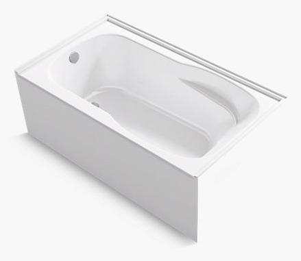 Wellbrook 60" LH Drain Alcove Tub with Armrests