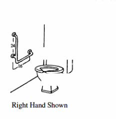 1-1/4 x 16 x 32 Right Hand 90 Degree Angle Knurled Grab Bar