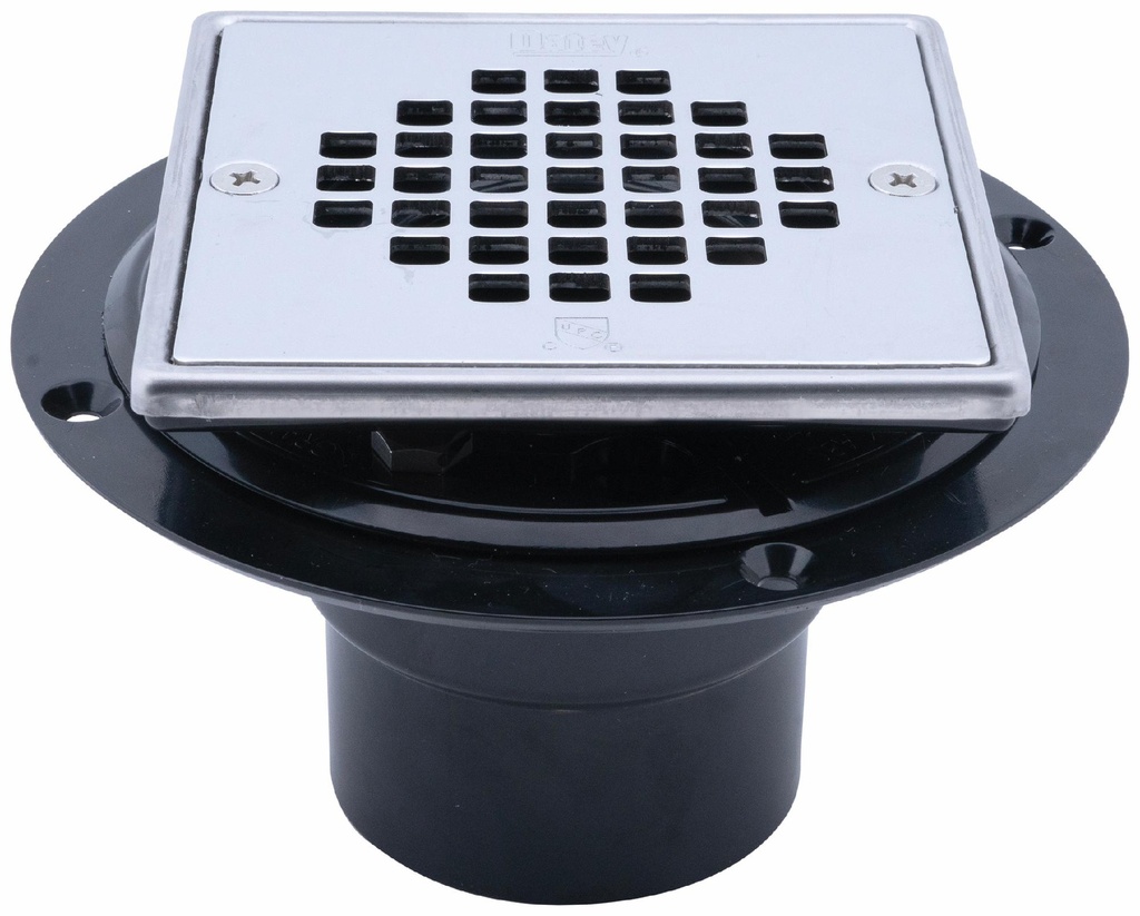 Testable ABS Square Low Profile Shower Drain with Snap In Strainer