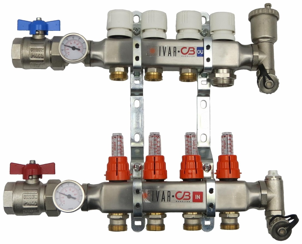 6 Loop HRH Manifold Kit Stainless Steel 1"