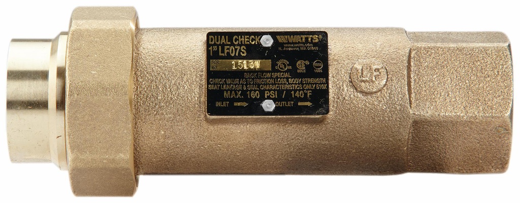 1 In LF07S 1 Dual Check Valve