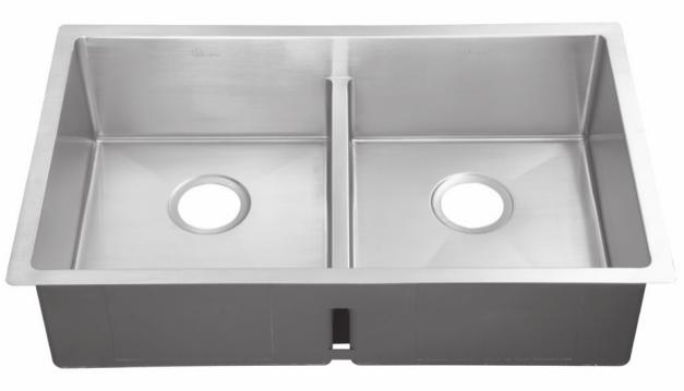 2 Bowl Undermount Stainless Steel Sink with Low Divide