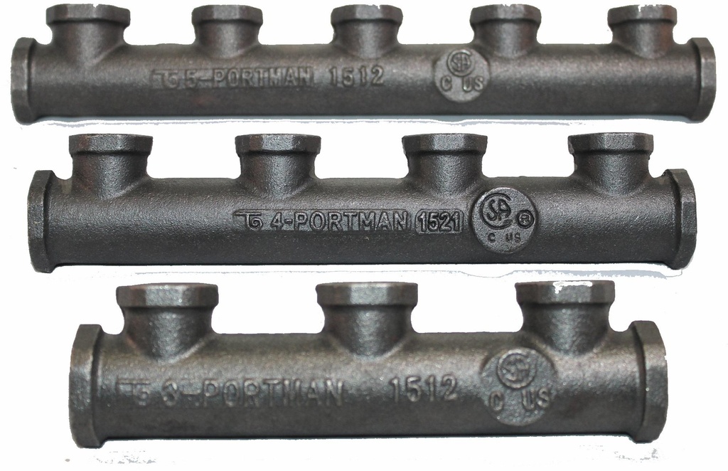 Cast 3 port w/PT Port  1/2"F x 3 @ 1/2"F x 1/2"F