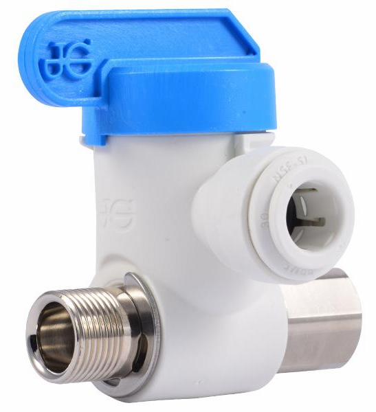Polypropylene Angle Stop Adapter Valve, 3/8 x 3/8 x 3/8 - Low Lead