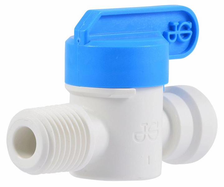 Polypropylene Shut-Off Valve, 1/4 x 1/4 Male NPTF, Single Packed