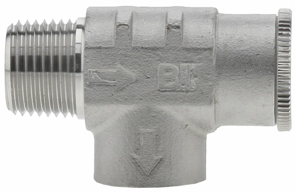 SSRVN05-100 - '1/2" #304 S.S Relief Valve Non-Adjustable - Set @ 100 Psi'