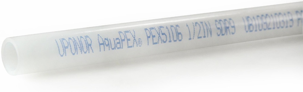 1/2" Uponor AquaPEX White, Blue Print, 20-ft. straight length, 500 ft. (25 per bundle)