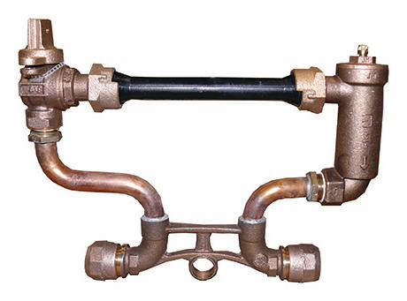 N/L 15"H 5/8 x 3/4" COPPER STR - 3/4" CB x 3/4" CB - F/PORT B/V & DUAL CHK/V with TEST PORT - TALL CAPS