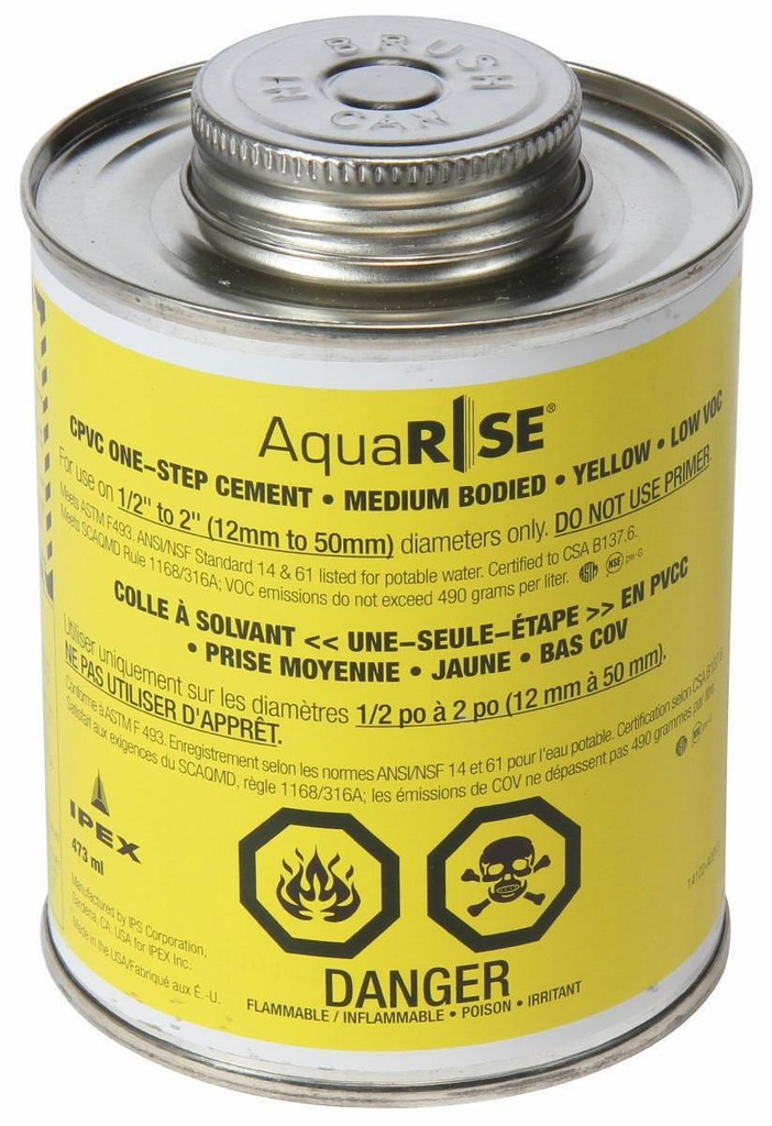 473ml AquaRise CPVC 1-Step Cement Yellow