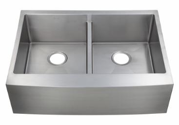 2-Bowl Apron Front Kitchen Sink with Low Divide