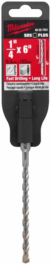 SDS-Plus 2CT 1/4" x 4" x 6" Rotary Hammer Drill Bit