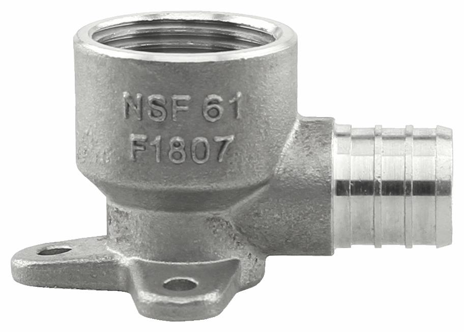 SSPEX-DE07 - '3/4"x3/4" FPT 304SS Crimp PEX Female Drop Ear Elbow - F1807'