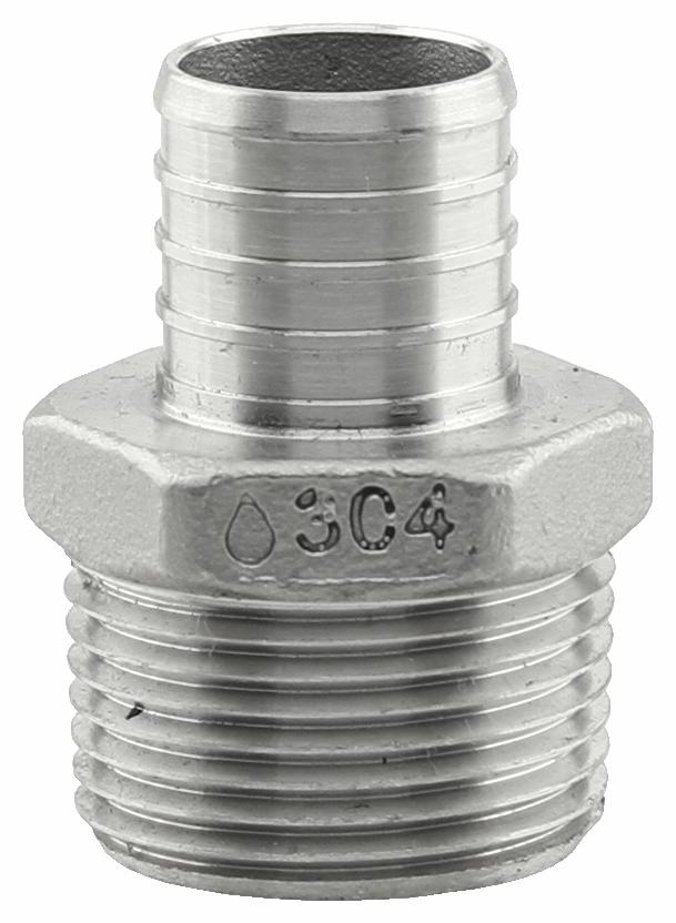 SSPEX-MA10 - '1" x 1" MPT 304SS Crimp PEX Male Adapter - F1807'
