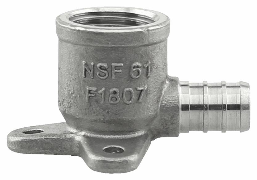 SSPEX-DE05 - '1/2"x1/2" FPT 304SS Crimp PEX Female Drop Ear Elbow - F1807'