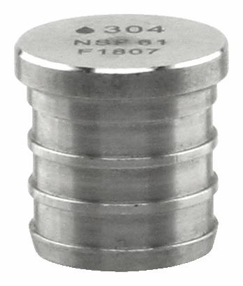 SSPEX-P07 - '3/4" 304SS Crimp PEX Plug - F1807'