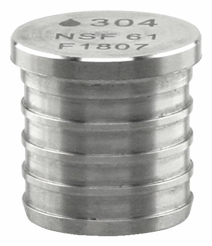 SSPEX-P10 - '1" 304SS Crimp PEX Plug - F1807'