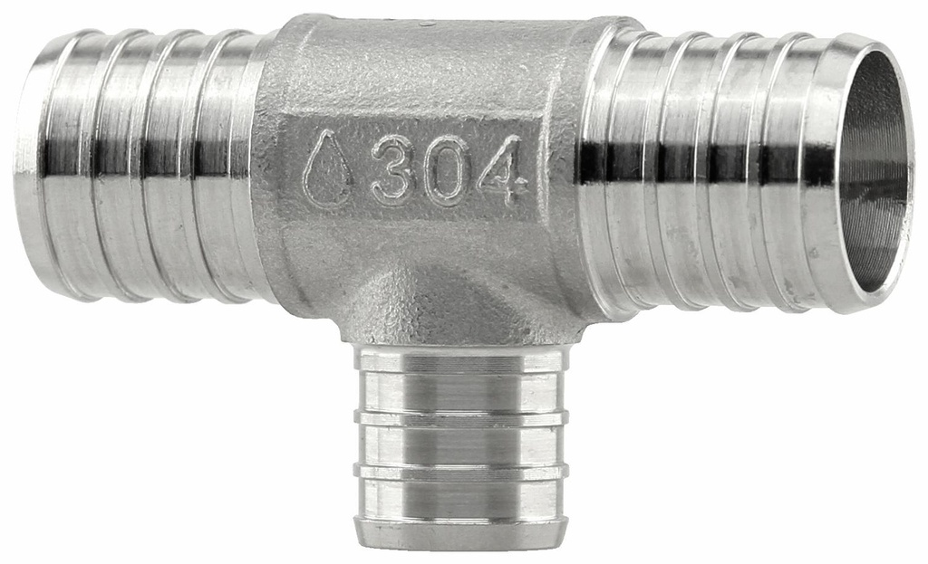 SSPEX-T101007 - '1" x 1" x 3/4" 304SS Crimp PEX Tee - F1807'
