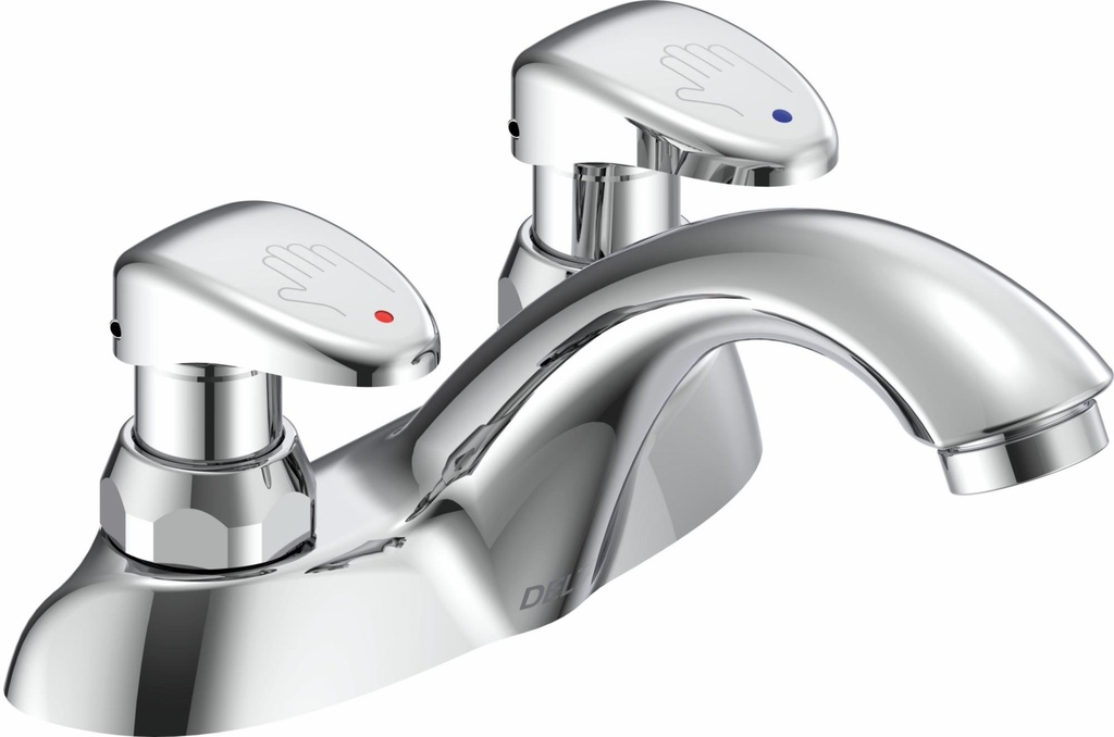 4" Two Handle Metering Slow-Close Bathroom Faucet In Chrome