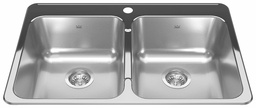 [4402005] Reginox 31-1/4" 1-Hole 2 Bowl Drop-In Kitchen Sink