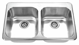 [4421040] 1-Hole 2 Bowl Drop-In Sink 8" Deep
