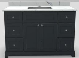 [2570420] 48" Standard Vanity Modern Shaker with Modern Knob Handles and 1-Hole Quartz Top