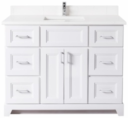[7000105] 42" Standard Vanity Bellrose with Square Handles and 1-Hole Quartz Top