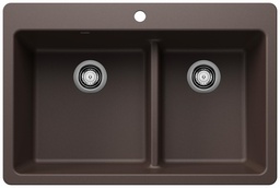 [1217243] Liven 33 1.75 Bowl Dual Mount Low Divide Silgranit Kitchen Sink
