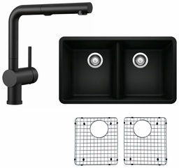[7000008] Horizon Undermount Sink with Linus Kitchen Faucet and Sink Grids