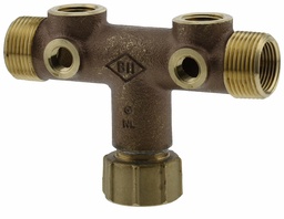 [1539360] 2-07TK-25SF-2UNL - 'No Lead 1" x 3" Cntr-End FPT Union Brass Tank Tees C/W O-Rin'