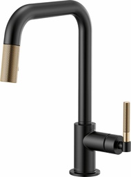 [3051072] Litze Kitchen Faucet with Pulldown Spray Square Spout and Knurled Handle