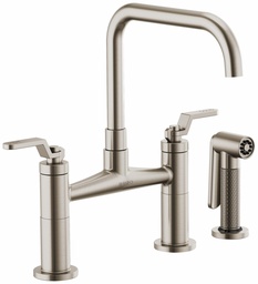 [3051085] Litze Bridge Faucet with Square Spout and Industrial Handle