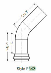 [6662847] 1/2" Vic-Press 45 Street Elbow 304 Stainless Style P543