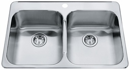 [4403015] Steel Queen 31-1/4" 1-Hole 2 Bowl Drop-In Kitchen Sink