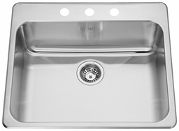 [4405026] Steel Queen 25-1/4" 3-Hole 1 Bowl Drop-In Kitchen Sink