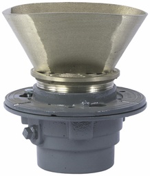 [1250160] Adjustable Strainer with Oval Funnel, Cast Iron, Heel Proof, 5 IN Diameter Strainer, 4 IN x 9 IN Funnel