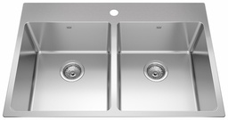 [4400400] Brookmore 32-7/8" 1-Hole 2 Bowl Drop-In Kitchen Sink