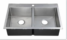 [4424090] 1-Hole 2 Bowl Drop-In Sink with Low Divide