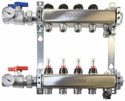[1808960] Stainless-steel Manifold Assembly, 1" with flow meter, B&I, ball valve, 7 loops