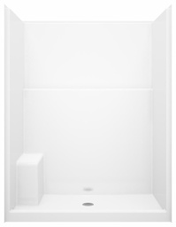 [6451860] SS3260 Center Drain Alcove 1-Piece Shower with RH Seat