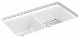 [2960410] Cairn 33-1/2" 2 Bowl Undermount Neoroc Kitchen Sink with Rack
